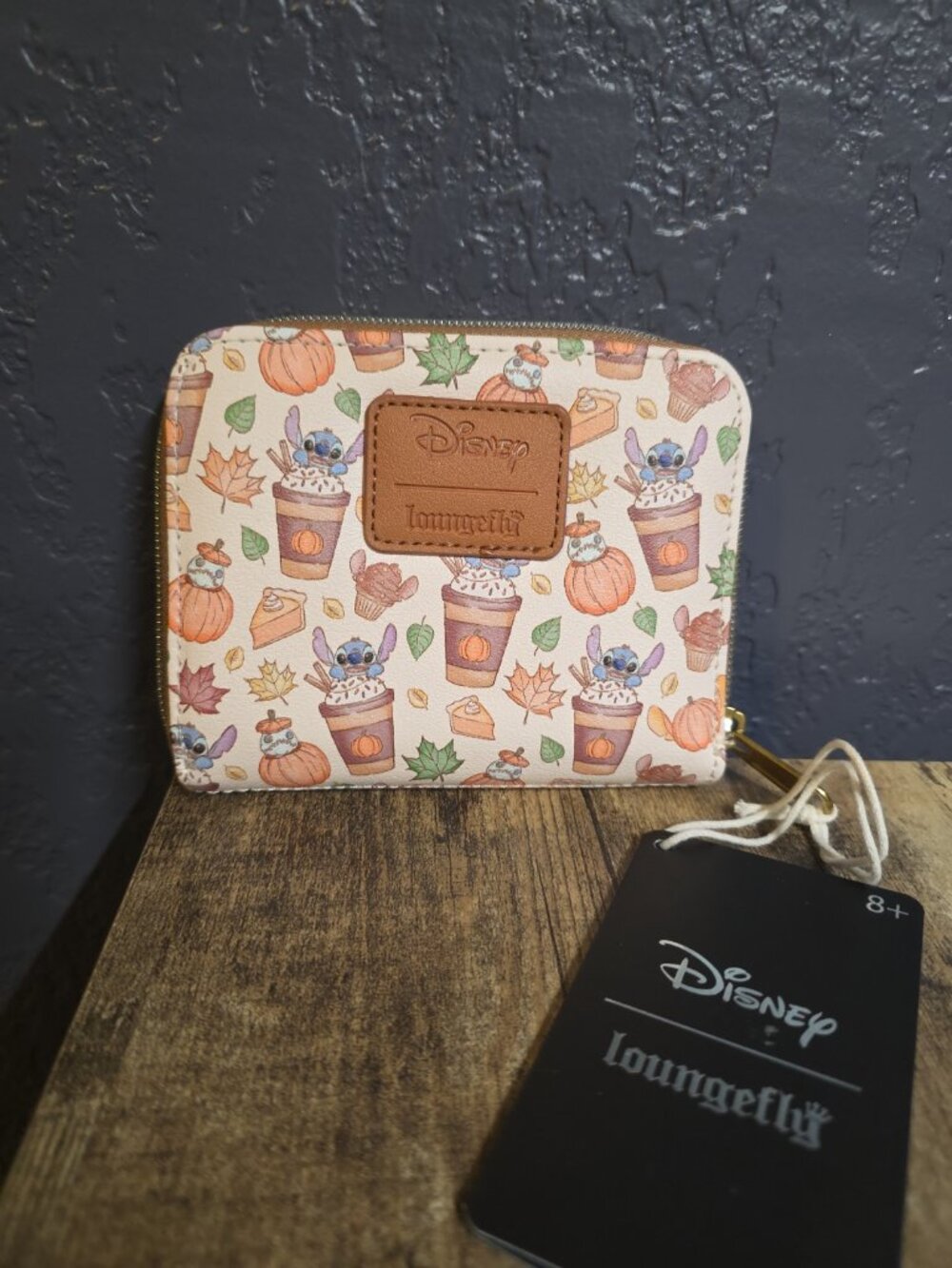 Disney Loungefly Stitch Pumpkin Spice Latte Zipper Wallet NEW